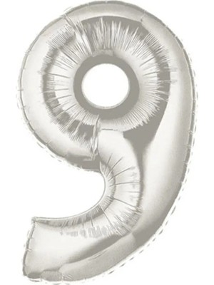 King Shark Şekilli Supershape Silver Rakam Folyo Balon 9 Numara