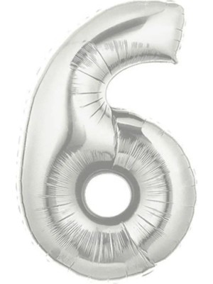 King Shark Şekilli Supershape Silver Rakam Folyo Balon 6 Numara