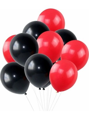 King Shark Balon Metalik Sedefli Balon 50 Kırmızı 50 Siyah Karışık 100 Adet