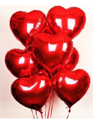 King Shark Folyo Kalpli Uçan Kalp Balon 5 Adet Kırmızı Romantik Evlilik Teklifi 32 Inç