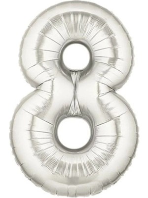 King Shark Şekilli Supershape Silver Rakam Folyo Balon 8 Numara