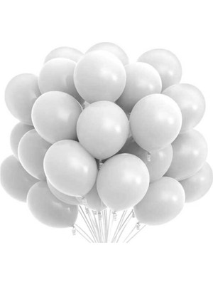King Shark 12 Inç Standart Boy Pastel Balon 50 Adet Beyaz