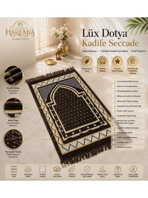 Altınoluk Haremia Lüks Dotya Kadife Seccade | Kalın Yumuşak Dokulu Hediyelik Namaz Seccadesi Kahverengi