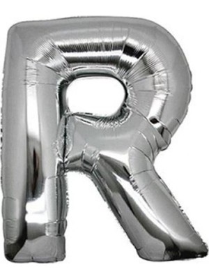 King Shark R (Silver) Harf Folyo Balon - 90 cm - Gümüş Folyo Harf Balon