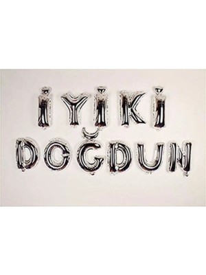King Shark Iyi Ki Doğdun Gümüş Harf Folyo Balon Set 35CM