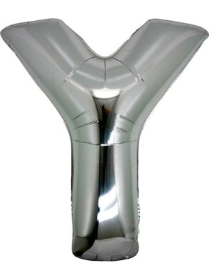 King Shark Harf Folyo Balon Y Harfi Büyük Boy Balon Gümüş/gri 100CM