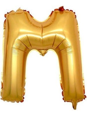 King Shark Gold Renk Folyo Balon M Harfli Helyum Balon 100 cm Dev Boy