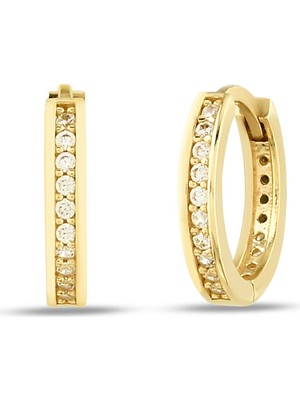 Debora Jewelry 14 Ayar Altın Tek Sıra Taşlı Küpe