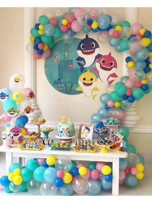 King Shark 100 Adet Metalik Balon ve Balon Zinciri (K.mavi, Mint Yeşili, Şeffaf, Sarı Pembe) Konsept