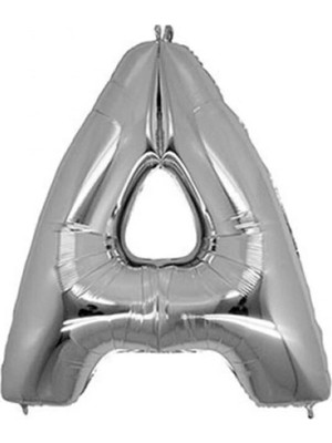 King Shark A (Silver) Harf Folyo Balon - 90 cm - Gümüş Folyo Harf Balon