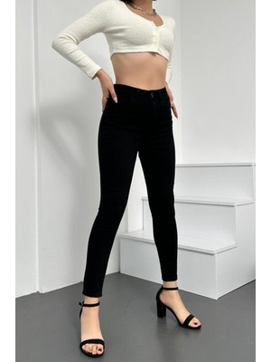 Hlt Jeans Kadın Siyah Süper Skinny Fit Likralı Esnek Jean Kot Pantolon JENNİE-SİYAH