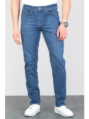 Hlt Jeans Erkek Açık Mavi Regular Fit Esnek Likralı Denim Jeans Kot Pantolon HLTHE001975