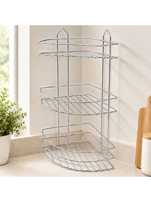 Str Store Üç Katlı Üçgen Metal Banyo Köşeliği Krom