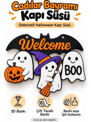 Ognami Cadılar Bayramı Kapı Süsü Halloween Welcome Hayalet Balkabağı Dekoratif Kapı Süsü