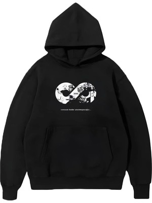 Ayessa 3 Iplik Pamuklu Cepli  Kapüşonlu 10 Kasıma Özel Sweatshirt Hoodie - Siyah
