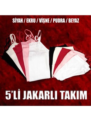Tutku Kaliteli %100 Pamuklu 5'li Jakarlı Kadın Iç Çamaşır Takımı
