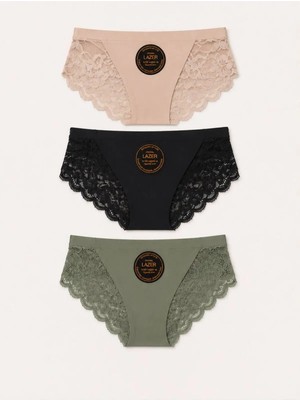 Hb Trend Fantazi Külot Soft Renkler Lazer Kesim Külot Arkası Dantel Detaylı 3'lü Ekonomik Set