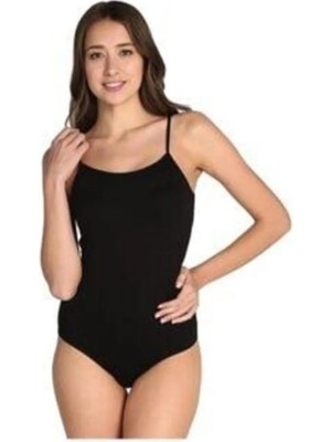 Hb Trend Siyah Kadın Ip Askılı Likralı Kancalı Çıtçıtlı Body / 1 Adet