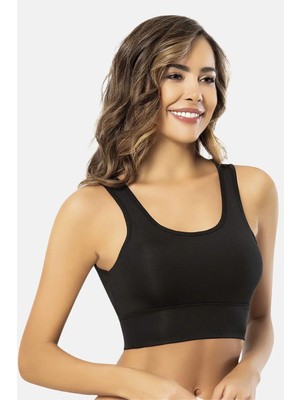 Hb Trend Kadın Siyah Sırtı Çarpraz Detalı Crop Krop Büstiyer