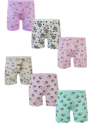 Hb Trend Kız Çocuk Renkli Likralı Pamuk Boxer 6 Lı Paket