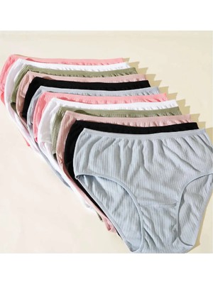 Tutku Dilay Kadın Bikini-Külot-Iç Çamaşırı- Pamuklu -Pastel Renkli- 12 ADET-%100 Pamuk