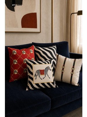 Marte Home Noır - Renkli Çift Taraf Dijital Baskılı 4'lü Kırlent Kılıfı Seti - 43X43 cm