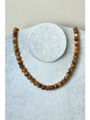 c-bhadu naturel Sertifikalı 8 mm Sarı Kaplangözü Doğaltaş Kolye