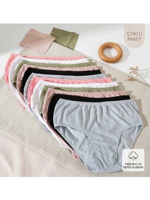 Tutku Kadın Pamuklu - Fittili 12'li Paket Bikini 0592