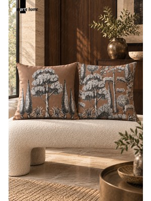 Marte Home Terra - Renkli Çift Taraf Dijital Baskılı 2'li Kırlent Kılıfı Seti - 43X43 cm