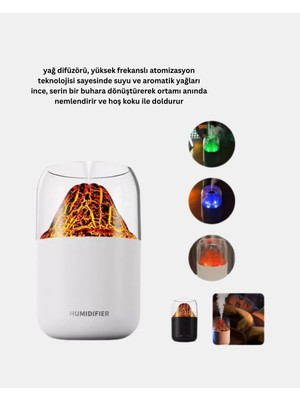Str Store Ultrasonik Alev Efektli Aromaterapi Difüzörü USB Şarjlı ve Otomatik Kapanma Özellikli