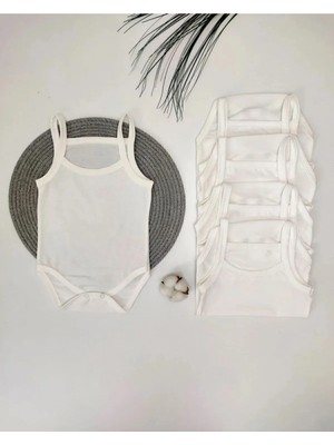 Rany Baby Kids 5'li 0-5 Yaş Ip Askılı Bebek Atlet Body Ribana Beyaz Yeni Doğan Hastane Çıkışı