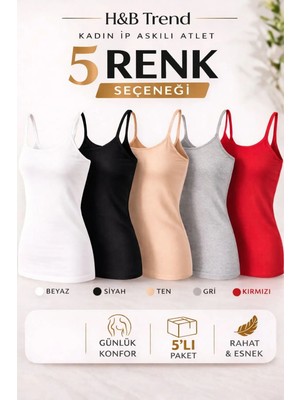 Hb Trend Kadın Renkli 5 Renk Ip Askılı Atlet Ekonomik Set Pamuklu