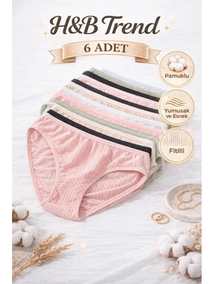 Hb Trend Kadın 6'lı Fitilli Pamuklu Külot Seti - Soft Mat Renkli Nefes Alan Doku