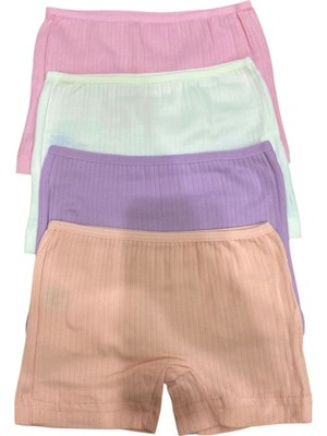 Hb Trend Pamuklu Penye Kız Çocuk Fitilli Soft Pastel Renkli 4'lü Konforlu Boxer Set