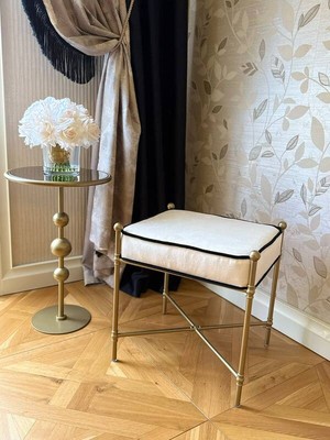 Gold Metal Ayaklı Lüks Puf - Makyaj Masası Pufu Bench