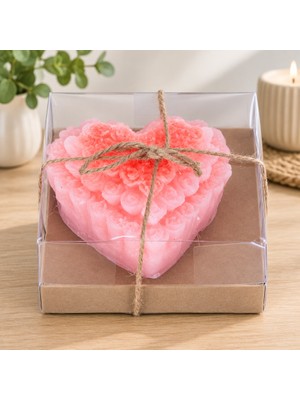Str Store Gül Motifli Kalpli Mum