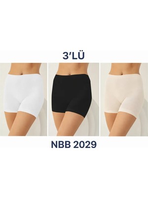 NBB 3 Adet Siyah Beyaz Ten Dikişsiz Şort-Tayt Külot 2029