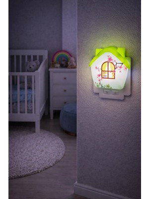 Laleli Çocuk Bebek Gece Lambası Priz Tipi LED Dekoratif Oda Aydınlatma Uyku Lambası