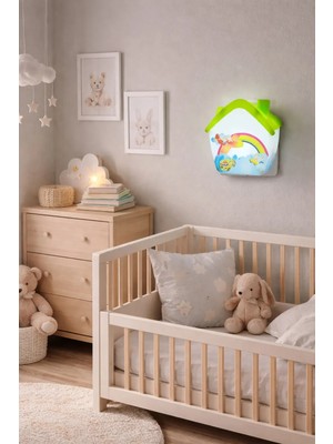 Yeşil Uçak Çocuk Bebek Gece Lambası Priz Tipi LED Dekoratif Oda Aydınlatma Uyku Lambası