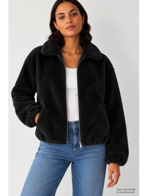 Only Kadin Siyah Onldana Life Faux Fur Jacket Peluş Ceket 15348987-BLACK