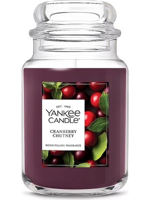 Yankee Candle Cranberry Chutney Büyük Kavanoz Mum (623,7 Gr) – Kızılcık, Siyah Kiraz ve Portakal Çiçeği Kokulu Dekoratif Mum