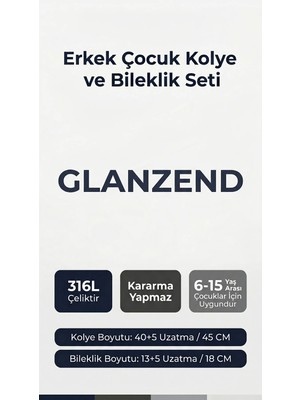 Glanzend Erkek Çocuk Paslanmaz Çelik Melon Zincir Çocuk Kolye ve Bileklik Set