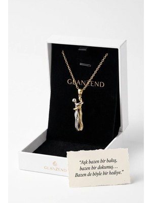 Glanzend Çelik Sarılan Çift Unisex Kutulu Sevgili Kolye Anneler Günü Hediyesi