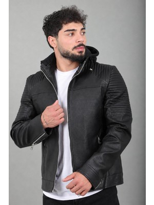 Stil Kombin Çıkarılabilir File Kapüşonlu Suni Deri Mont Kmd 814_50515