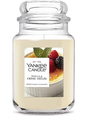 Yankee Candle Vanilla Crème Brûlée Büyük Kavanoz Mum 623,7 gr – Vanilya, Pralin ve Kırmızı Meyve Kokulu Dekoratif Mum