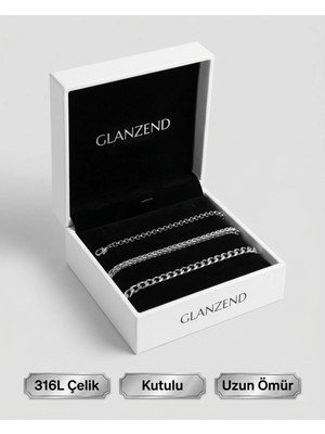 Glanzend 3’lü Paslanmaz Çelik Şık Bileklik Set