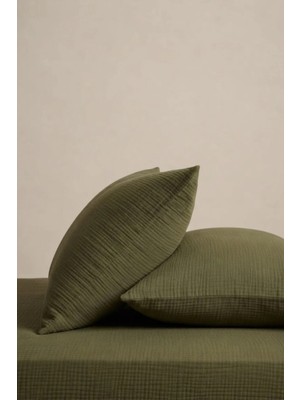 Marvielle Müslin 2li 50X70 cm Haki Pamuklu - Yastık Kılıfı