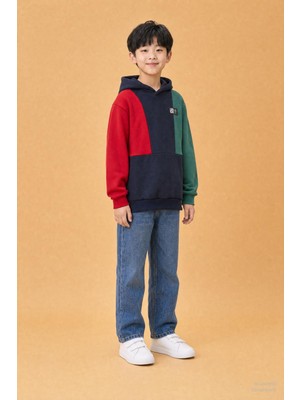 Perendi Erkek Çocuk Kapüşonlu Parçalı 3 İp Sweatshirt