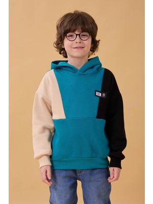 Perendi Erkek Çocuk Kapüşonlu Parçalı 3 İp Sweatshirt
