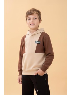 Perendi Erkek Çocuk Kapüşonlu Parçalı 3 İp Sweatshirt